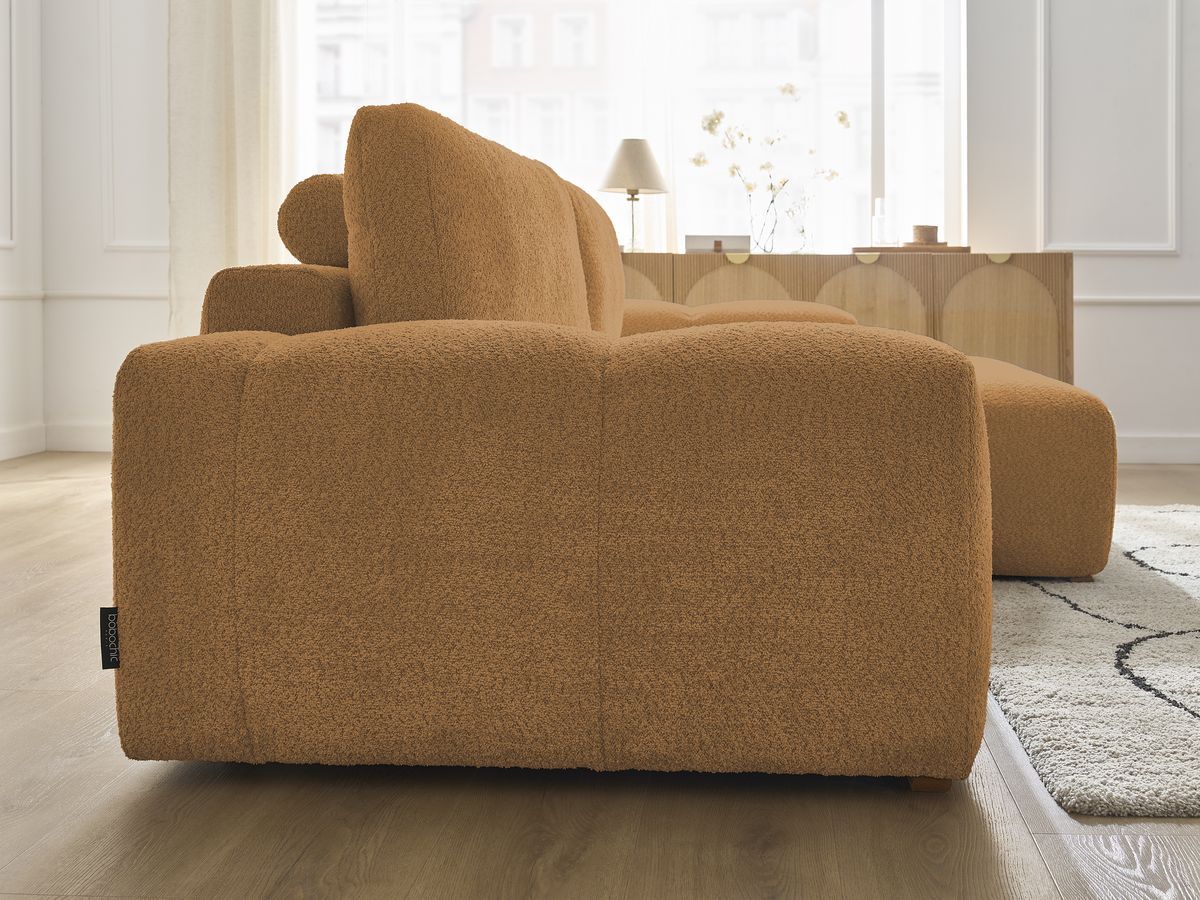 Canapé d'angle convertible réversible coffre ANAKIN tissu bouclette