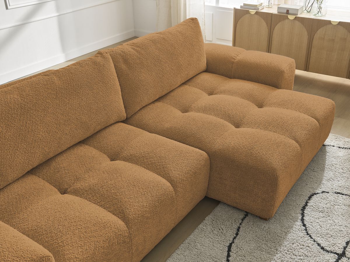 Canapé d'angle convertible réversible coffre ANAKIN tissu bouclette