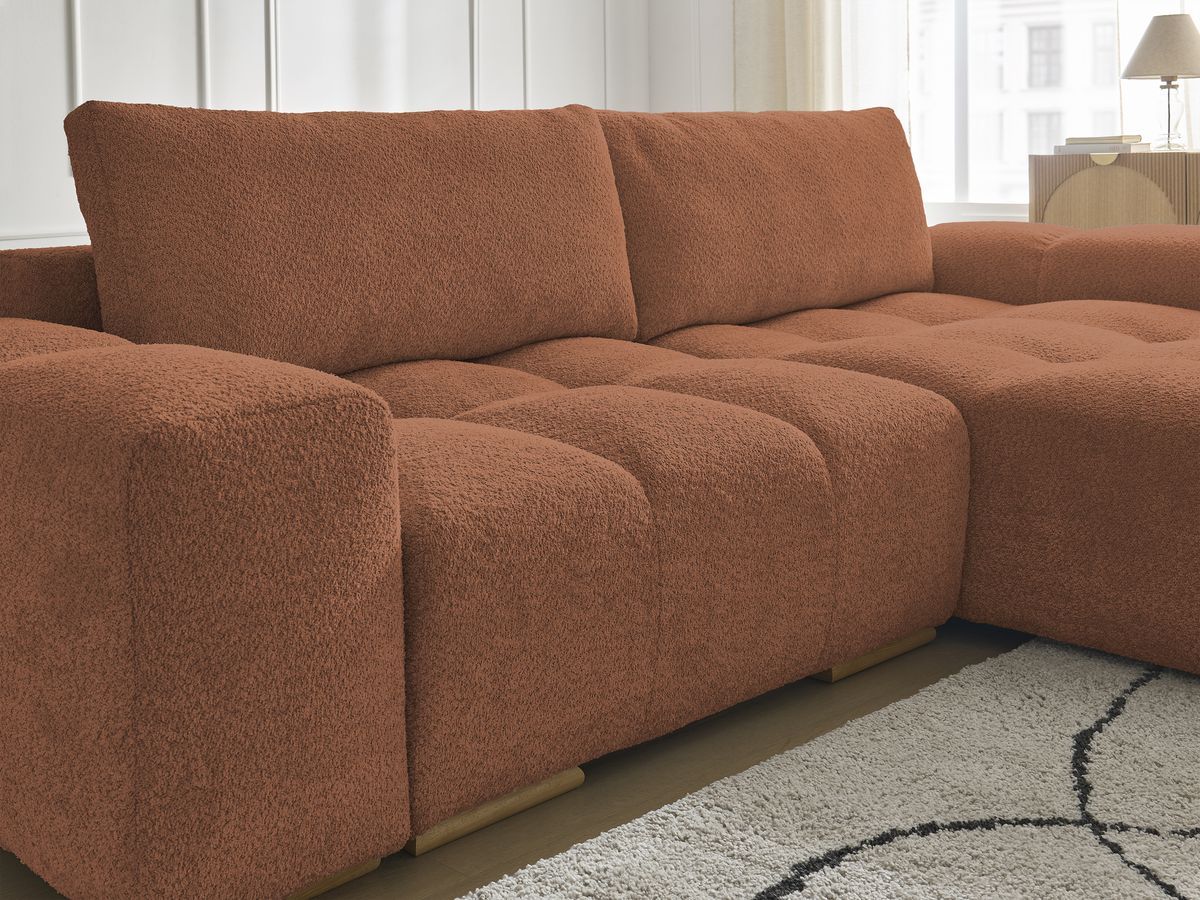 Canapé d'angle convertible réversible coffre ANAKIN tissu bouclette