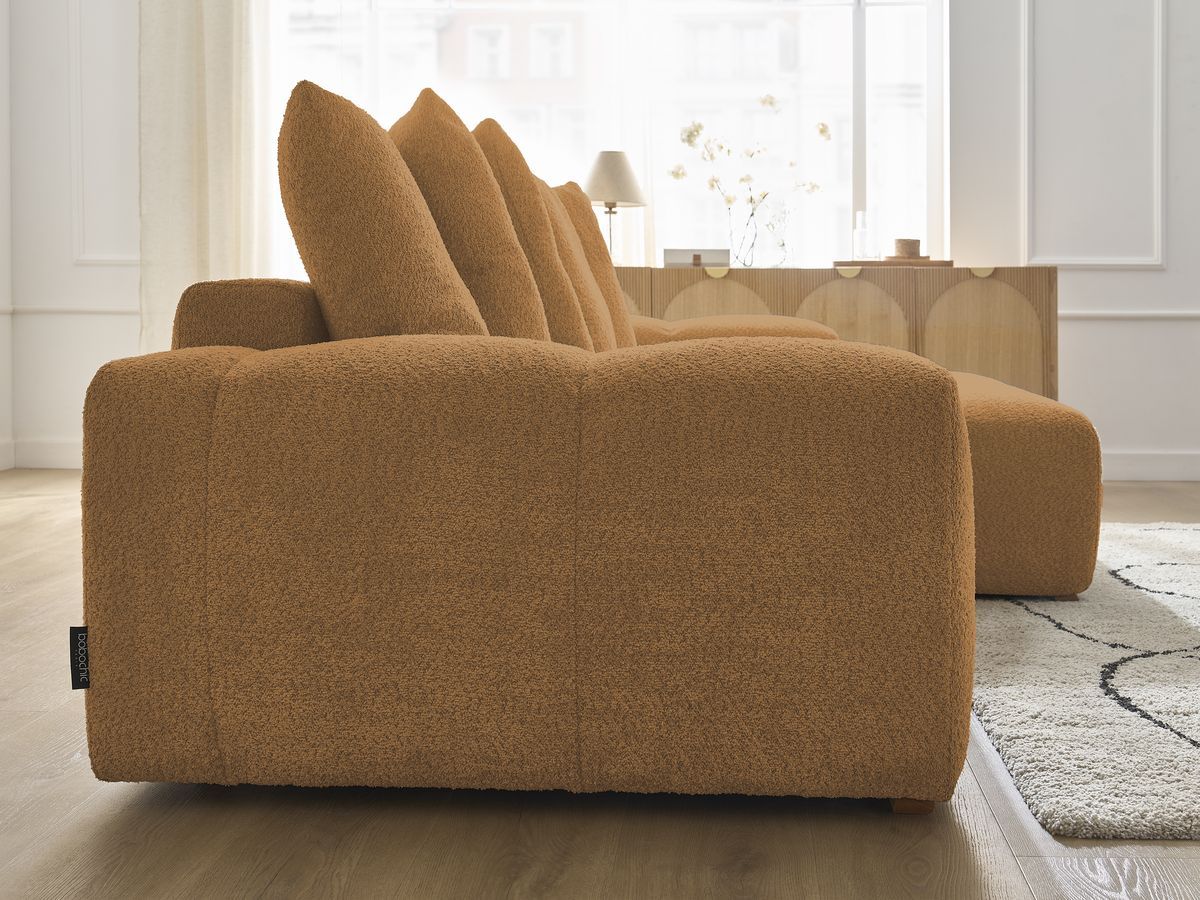 Canapé d'angle convertible réversible coffre ANAKIN tissu bouclette