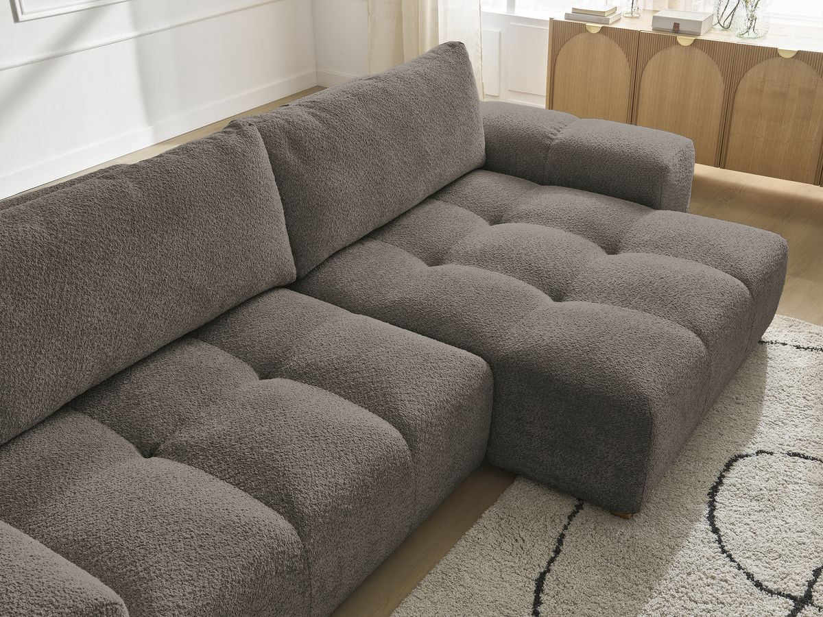 Canapé d'angle convertible réversible coffre ANAKIN tissu bouclette