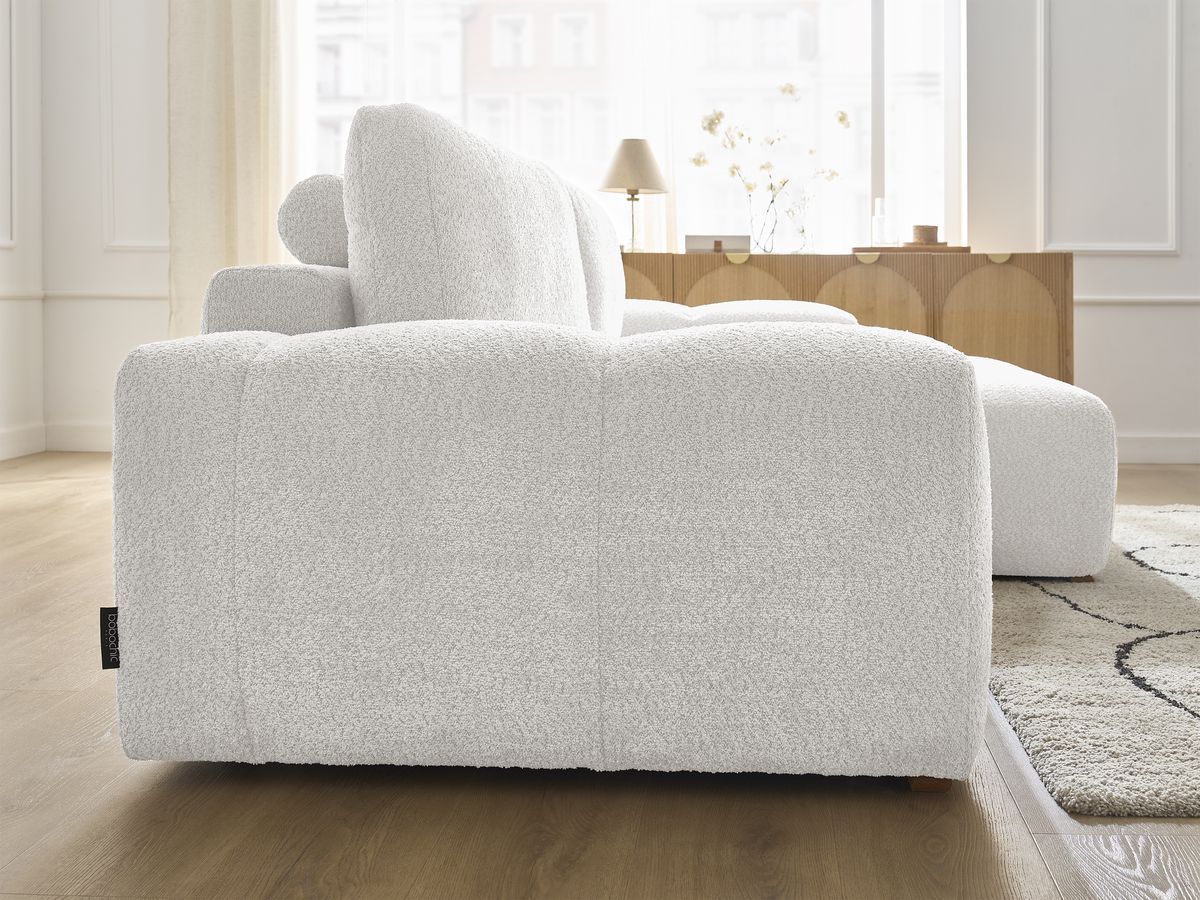 Canapé d'angle convertible réversible coffre ANAKIN tissu bouclette