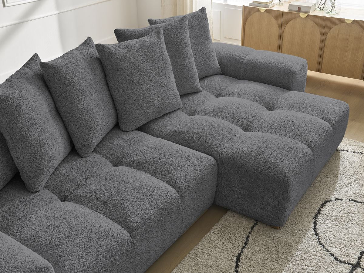 Canapé d'angle convertible réversible coffre ANAKIN tissu bouclette