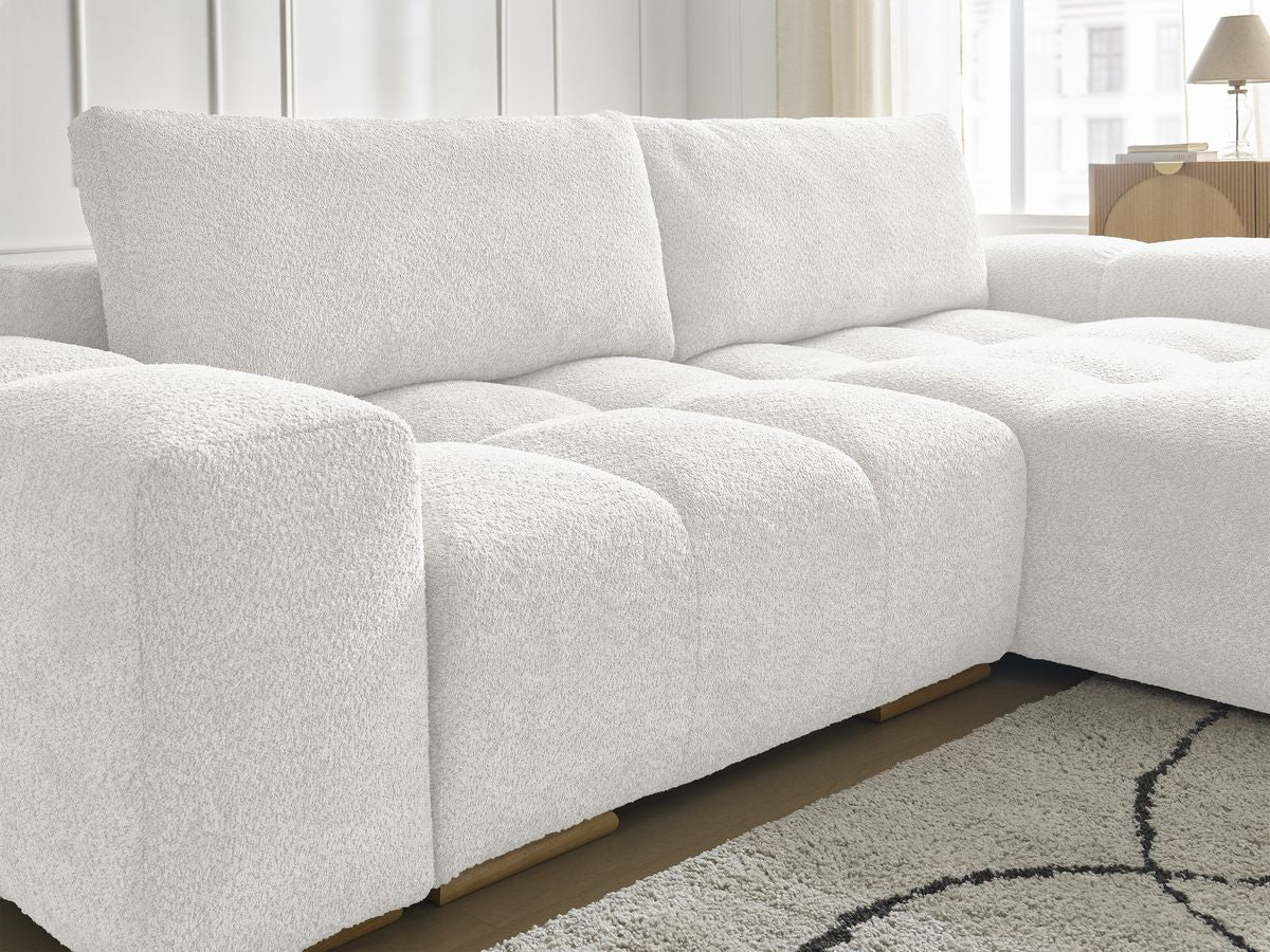 Canapé d'angle convertible réversible coffre ANAKIN tissu bouclette