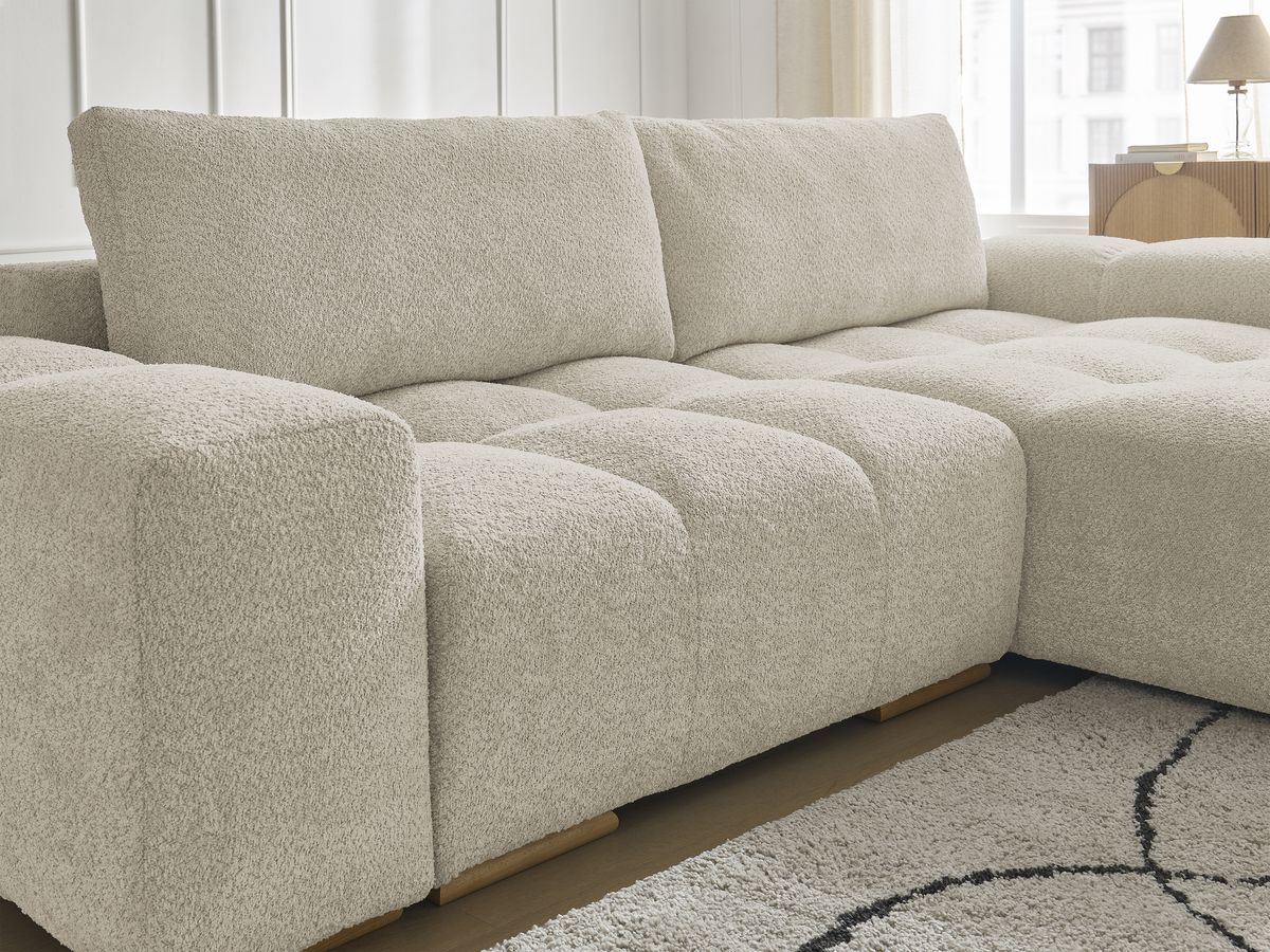 Canapé d'angle convertible réversible coffre ANAKIN tissu bouclette