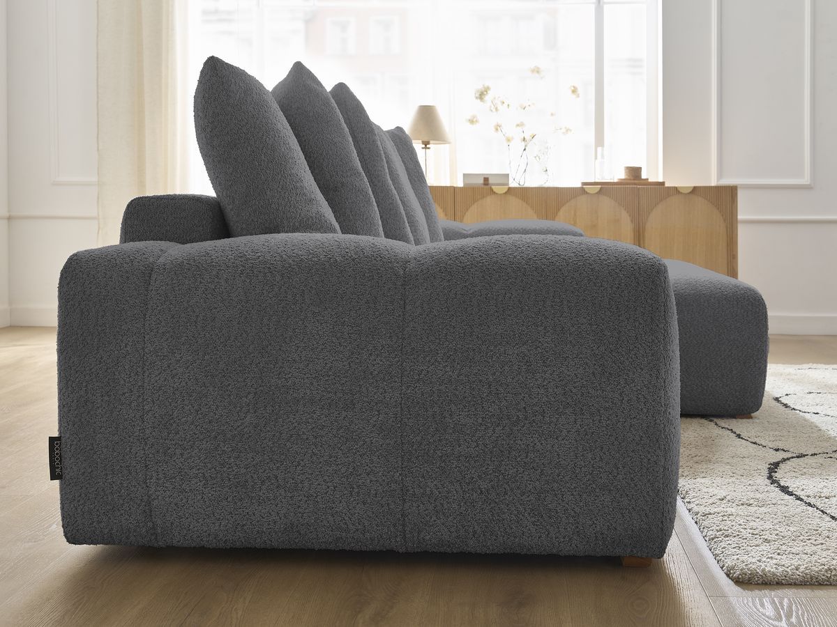Canapé d'angle convertible réversible coffre ANAKIN tissu bouclette