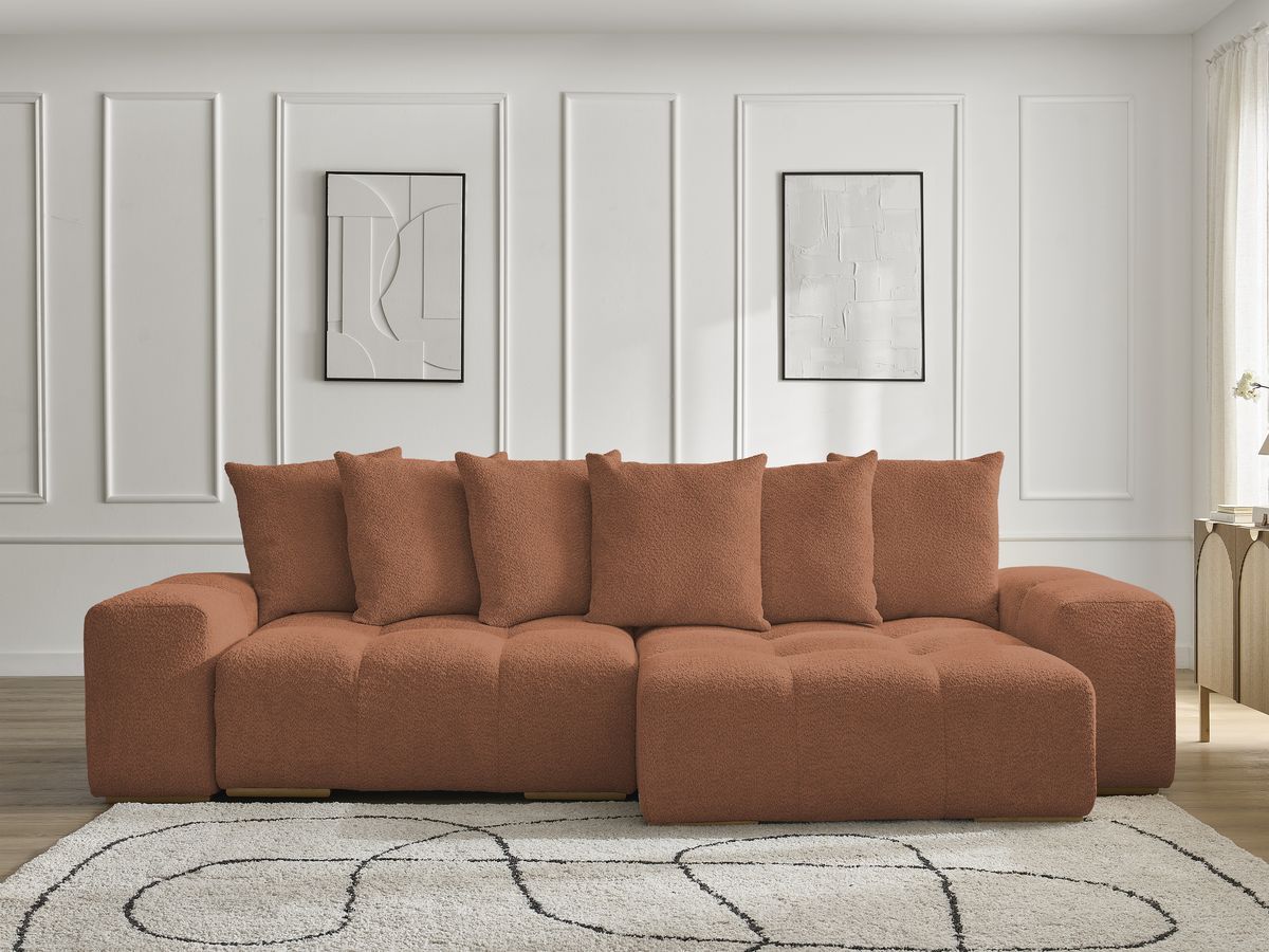 Canapé d'angle convertible réversible coffre ANAKIN tissu bouclette