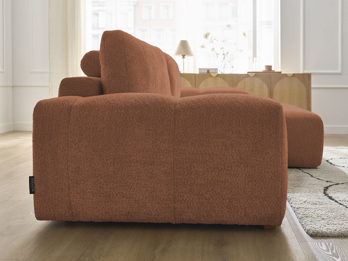 Canapé d'angle convertible réversible coffre ANAKIN tissu bouclette
