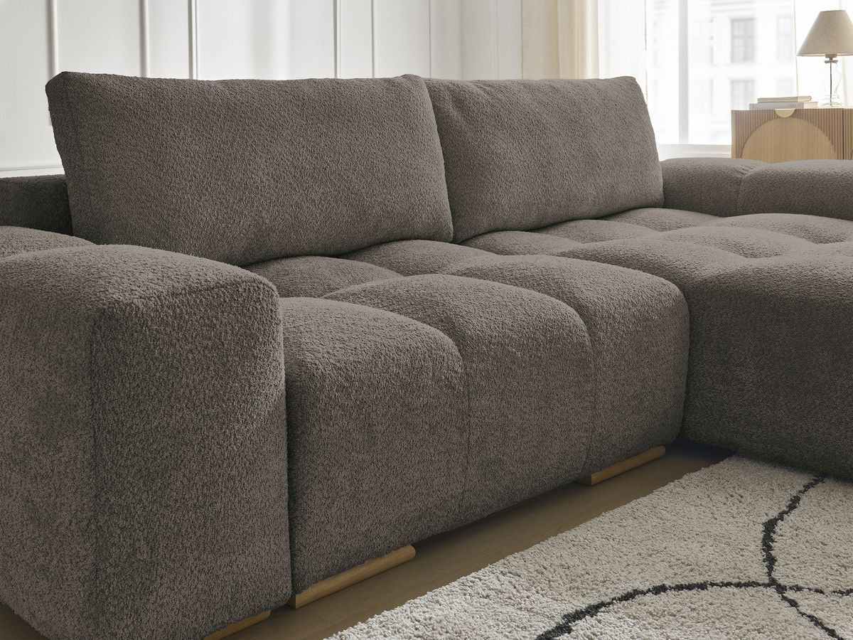 Canapé d'angle convertible réversible coffre ANAKIN tissu bouclette