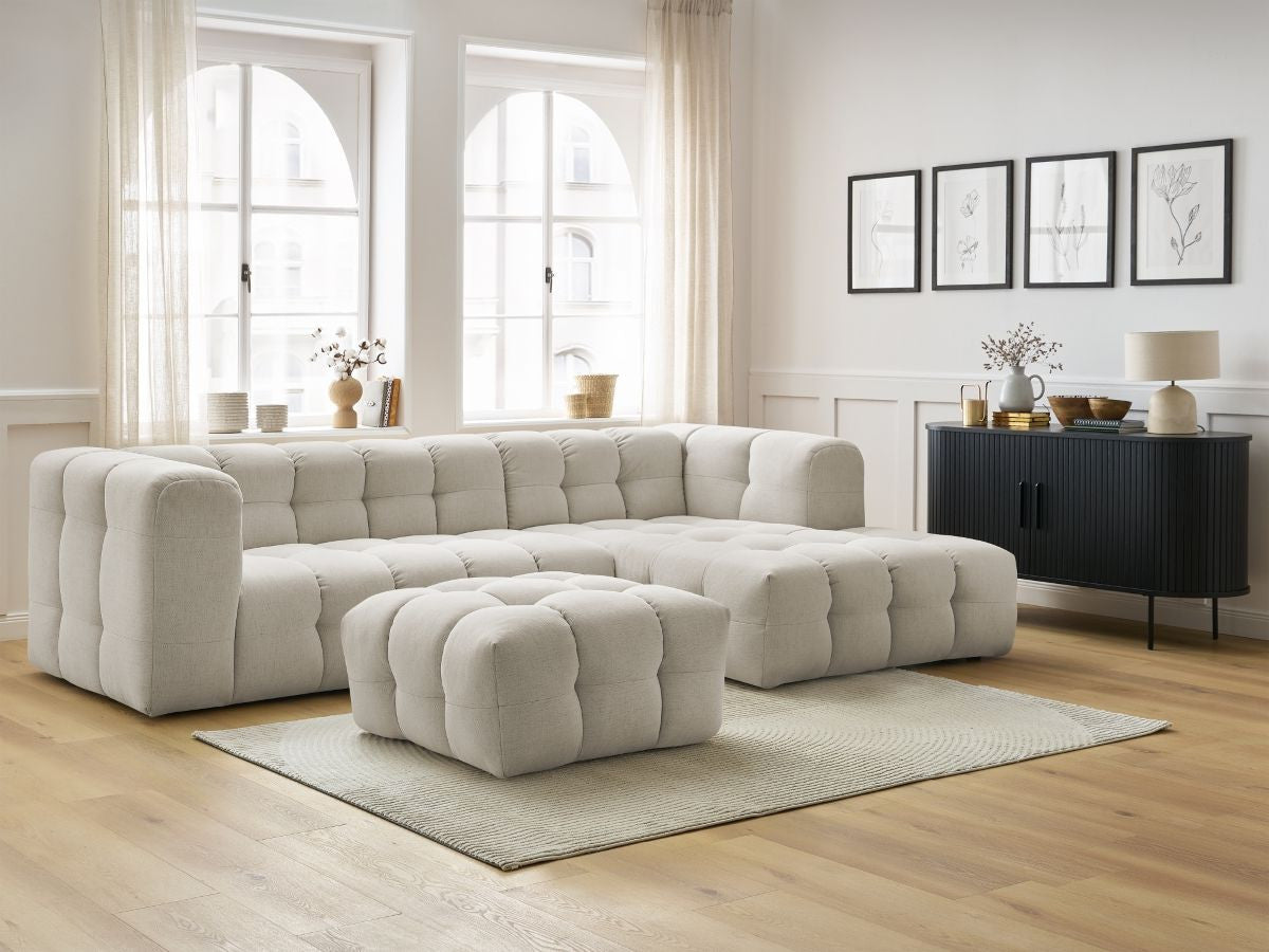 Canapé d'angle fixe CLOUD avec pouf