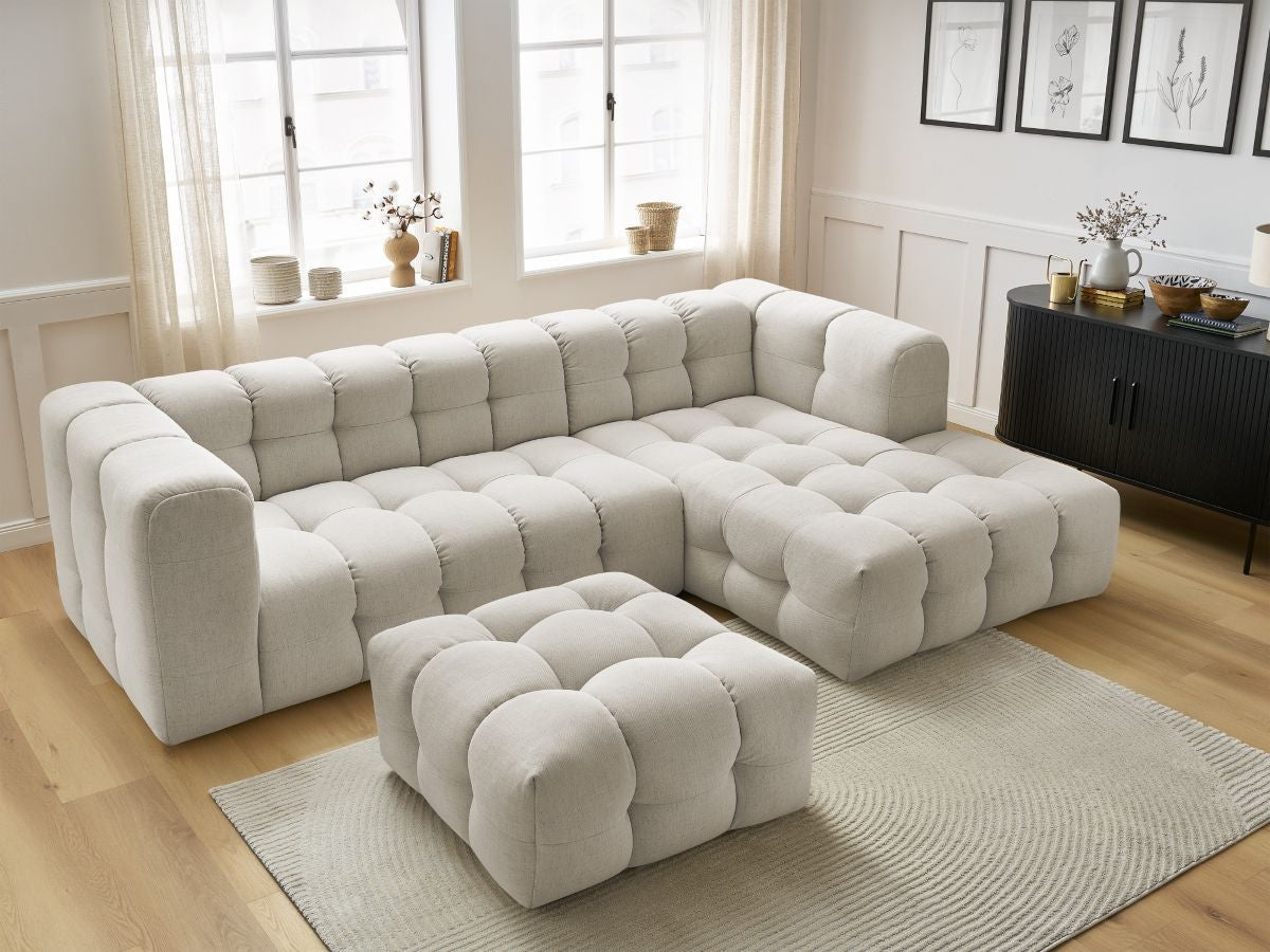 Canapé d'angle fixe CLOUD avec pouf