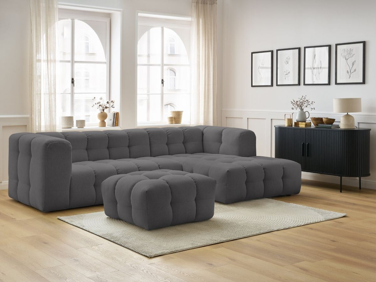 Canapé d'angle fixe CLOUD avec pouf