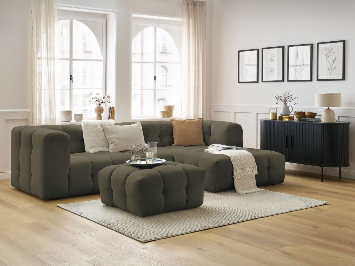 Canapé d'angle fixe CLOUD avec pouf