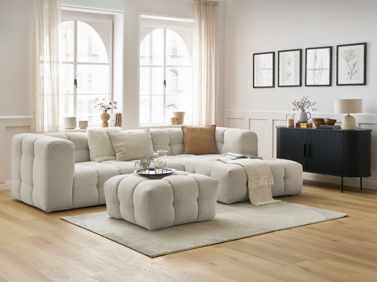 Canapé d'angle fixe CLOUD avec pouf