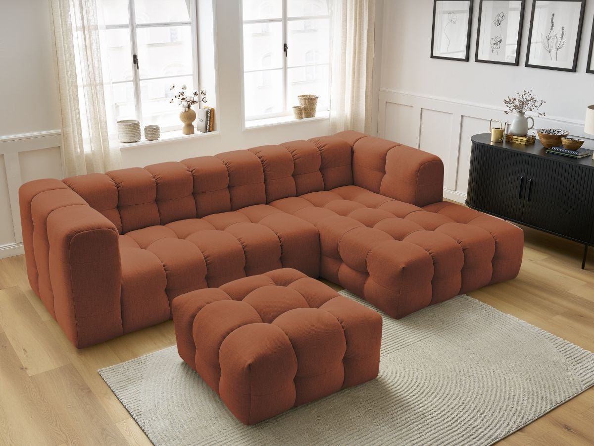 Canapé d'angle fixe CLOUD avec pouf