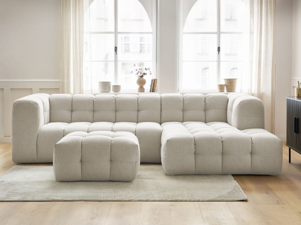 Canapé d'angle fixe CLOUD avec pouf