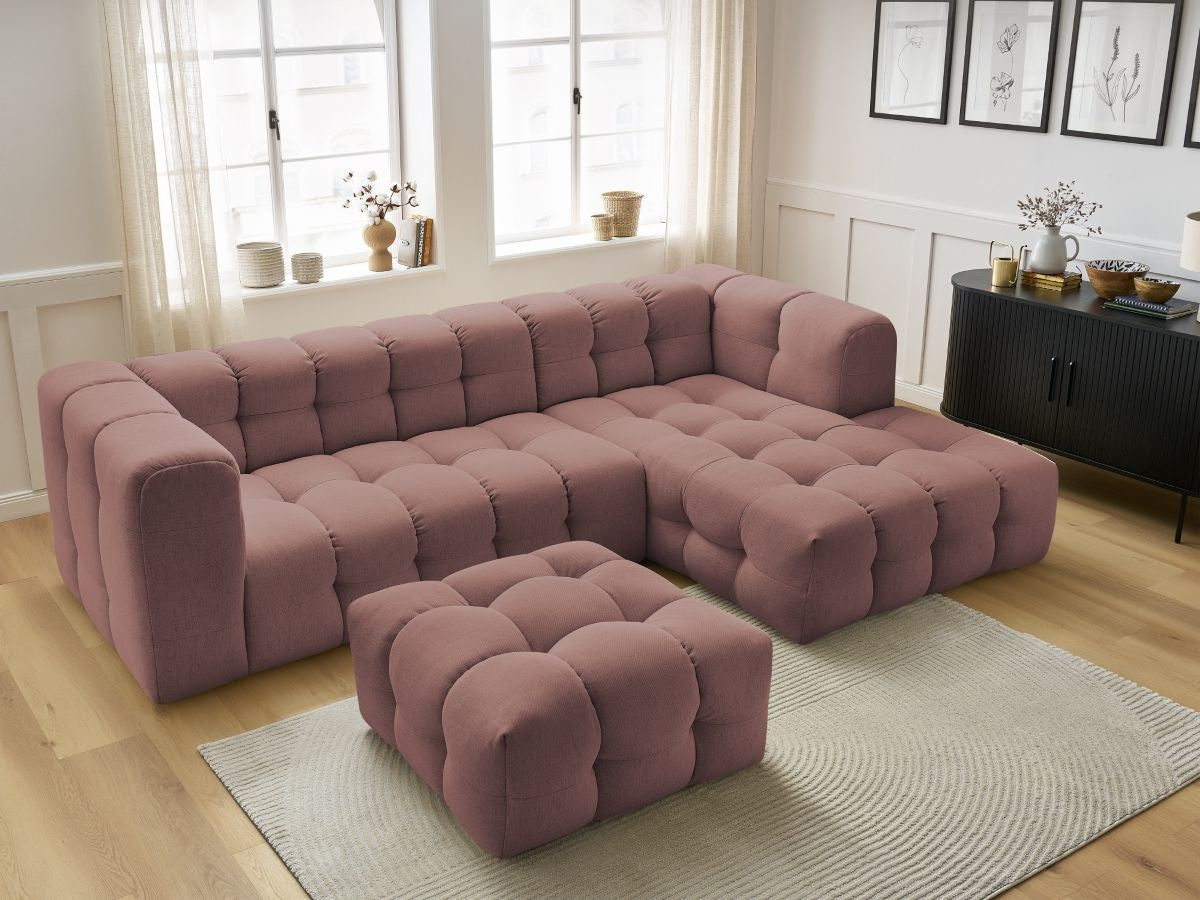 Canapé d'angle fixe CLOUD avec pouf