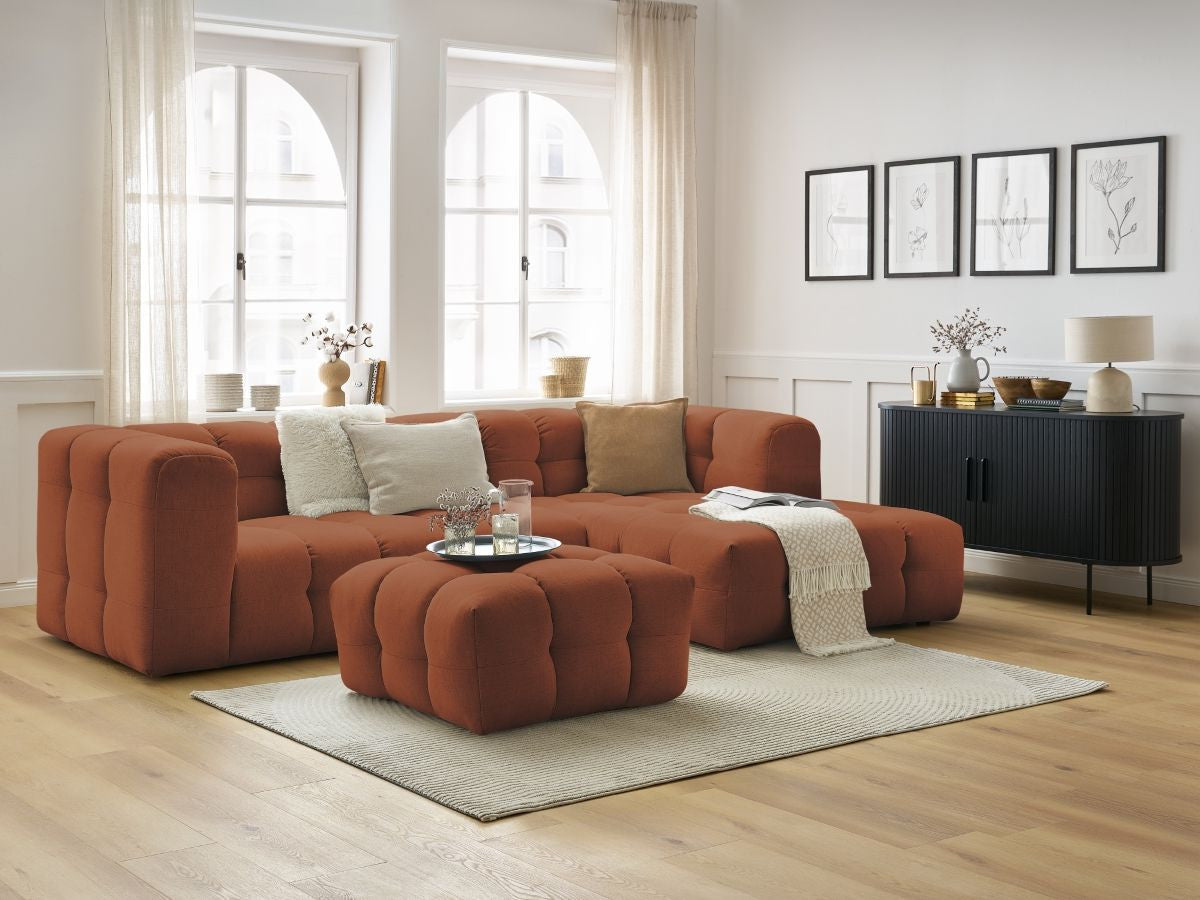 Canapé d'angle fixe CLOUD avec pouf