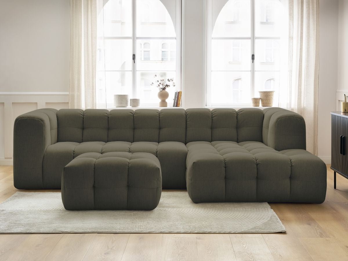 Canapé d'angle fixe CLOUD avec pouf