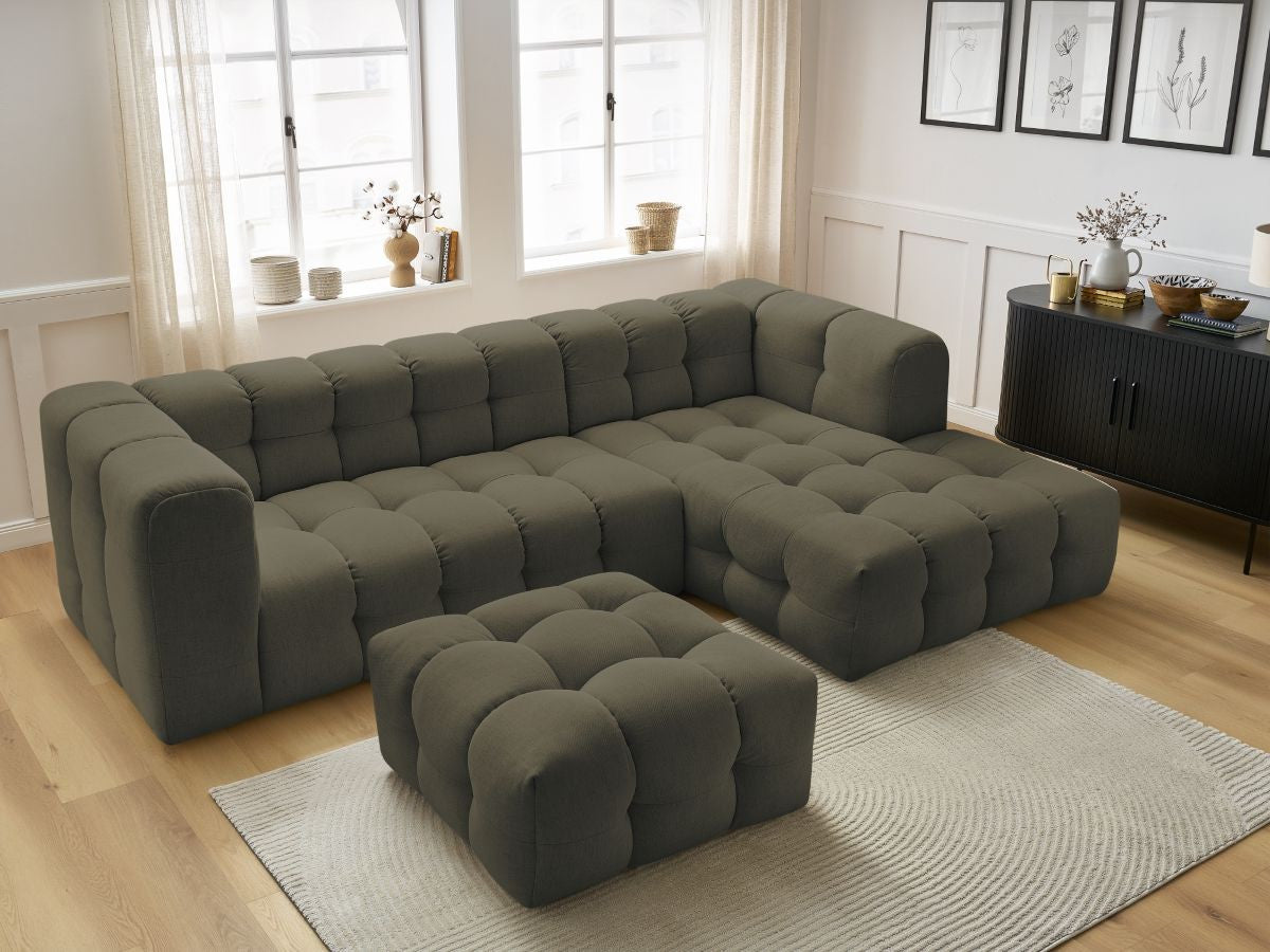 Canapé d'angle fixe CLOUD avec pouf