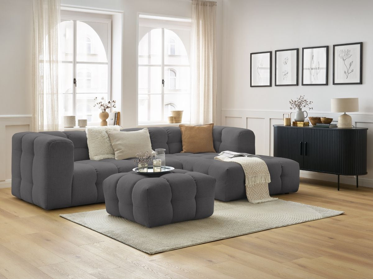 Canapé d'angle fixe CLOUD avec pouf