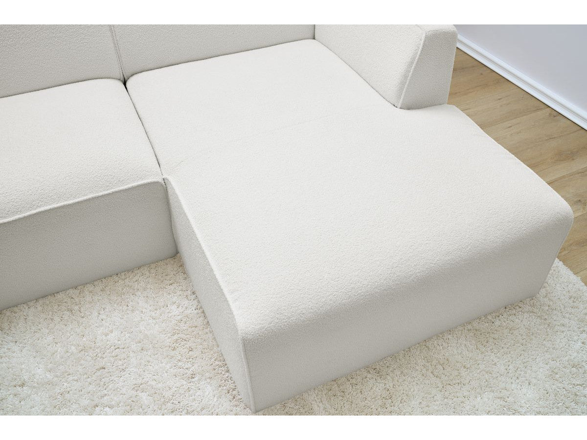 Canapé d'angle fixe MEGEVE tissu bouclette