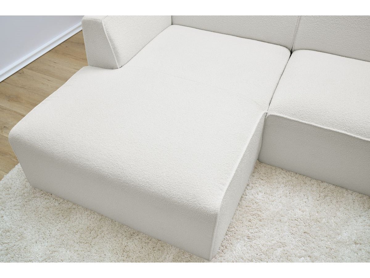 Canapé d'angle fixe MEGEVE tissu bouclette