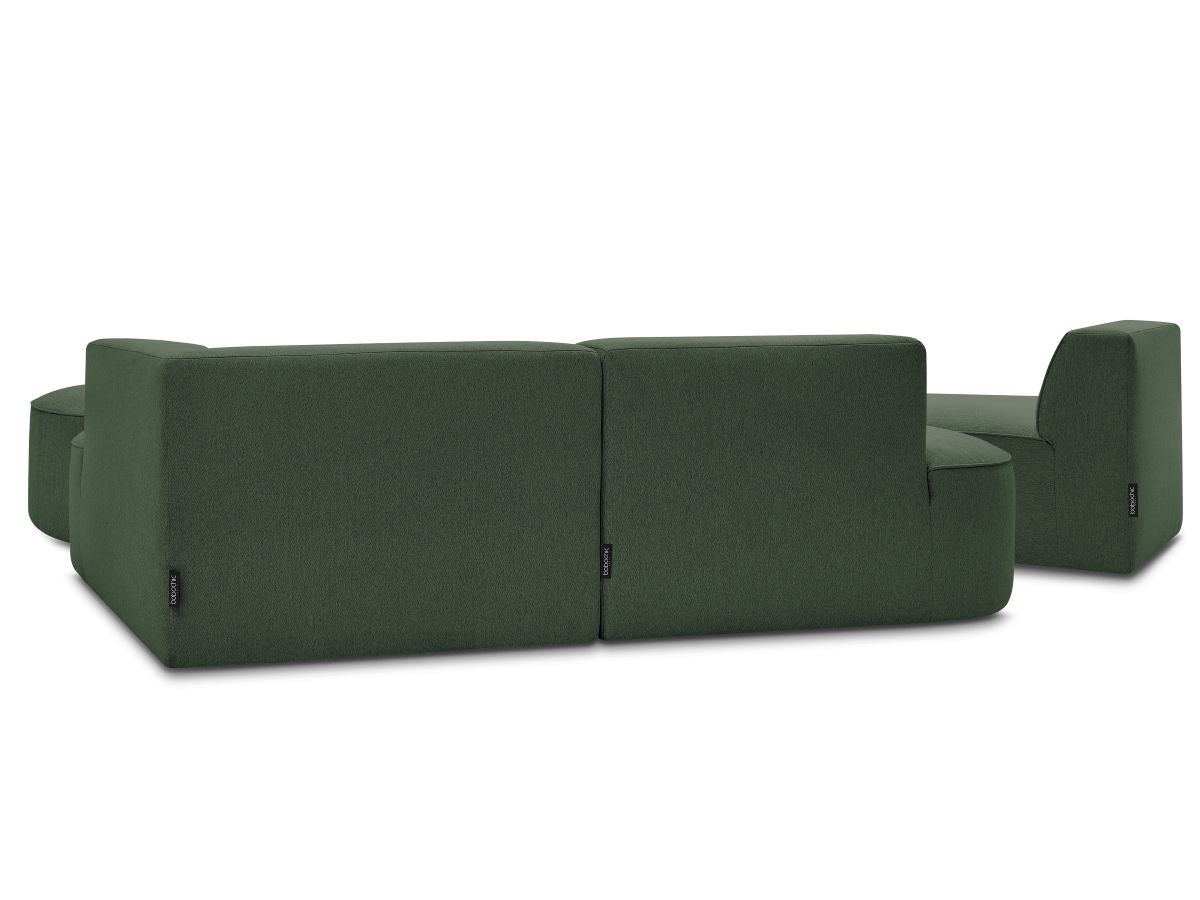 Canapé d'angle fixe modulable ROUSSEAU tissu chiné avec 1 chauffeuse et 1 pouf