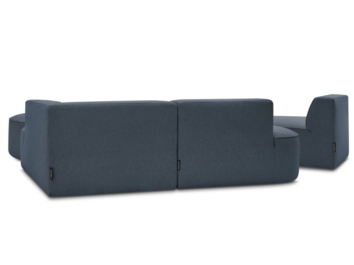 Canapé d'angle fixe modulable ROUSSEAU tissu chiné avec 1 chauffeuse et 1 pouf