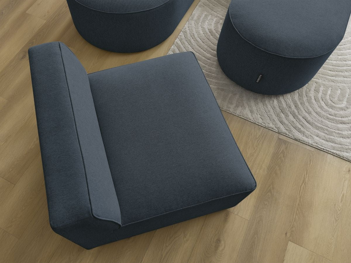 Canapé d'angle fixe modulable ROUSSEAU tissu chiné avec 1 chauffeuse et 1 pouf