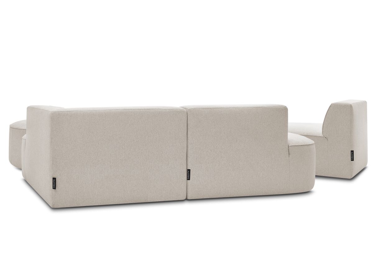 Canapé d'angle fixe modulable ROUSSEAU tissu chiné avec 1 chauffeuse et 1 pouf