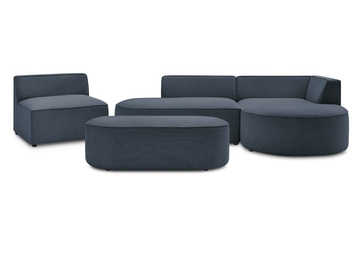 Canapé d'angle fixe modulable ROUSSEAU tissu chiné avec 1 chauffeuse et 1 pouf