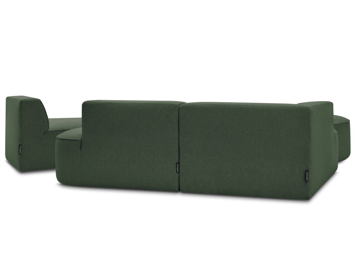 Canapé d'angle fixe modulable ROUSSEAU tissu chiné avec 1 chauffeuse et 1 pouf