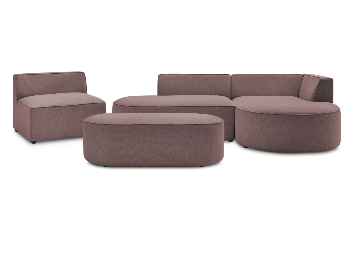 Canapé d'angle fixe modulable ROUSSEAU tissu chiné avec 1 chauffeuse et 1 pouf