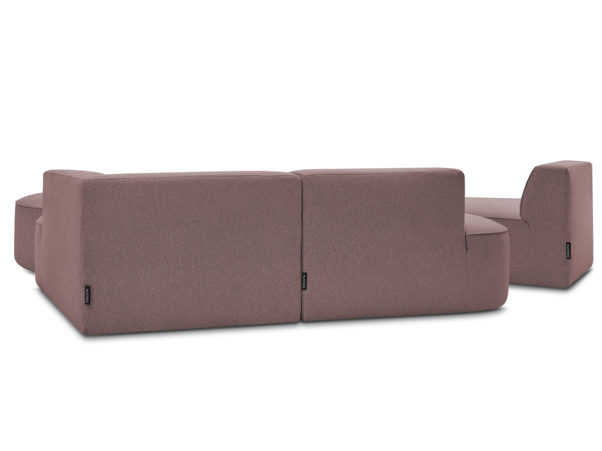Canapé d'angle fixe modulable ROUSSEAU tissu chiné avec 1 chauffeuse et 1 pouf