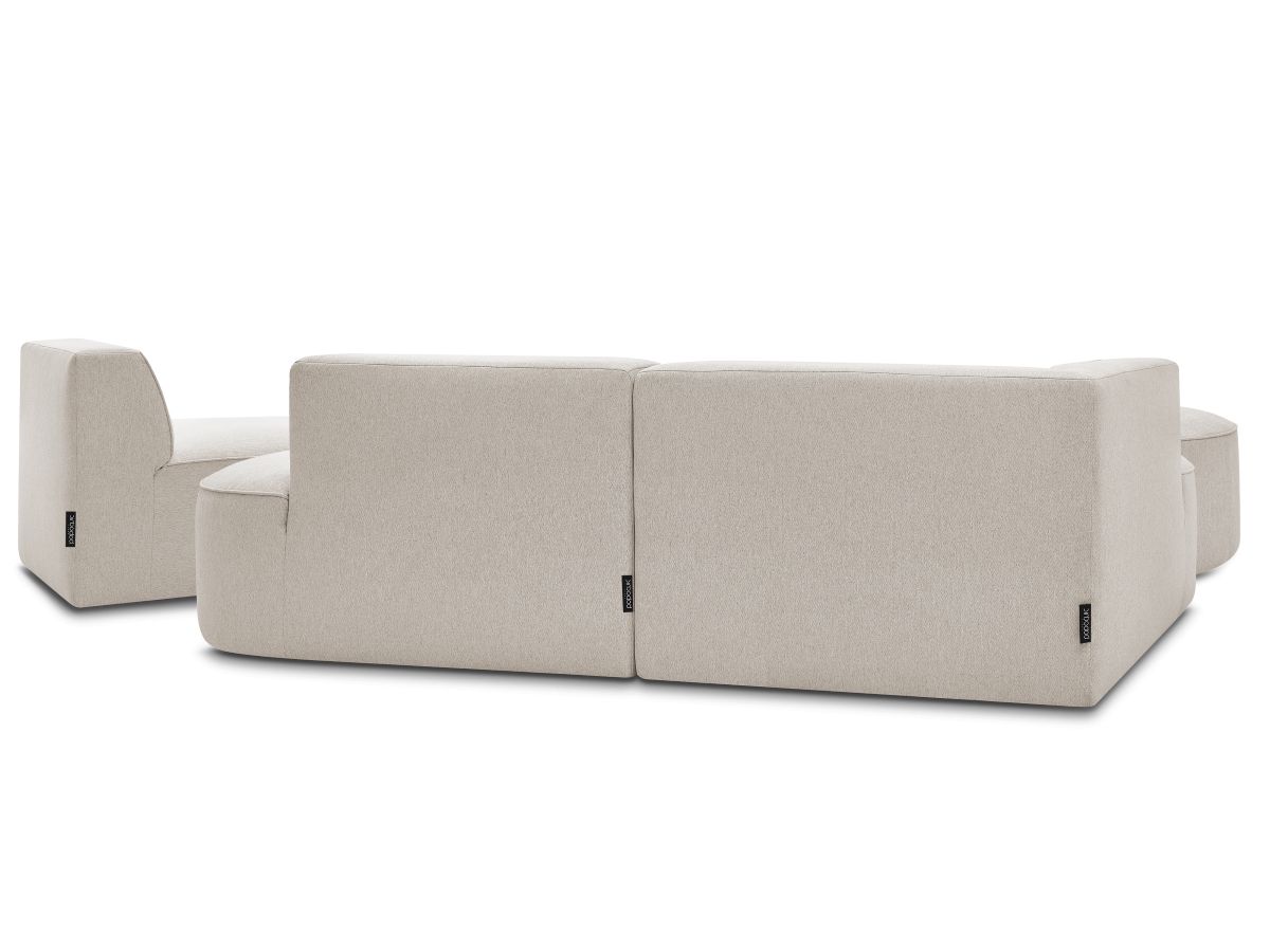 Canapé d'angle fixe modulable ROUSSEAU tissu chiné avec 1 chauffeuse et 1 pouf