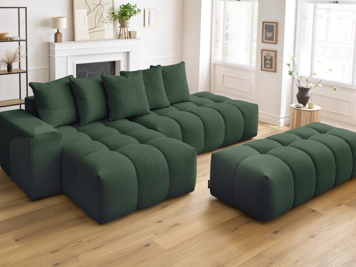 Canapé d'angle fixe MONT-BLANC tissu avec pouf