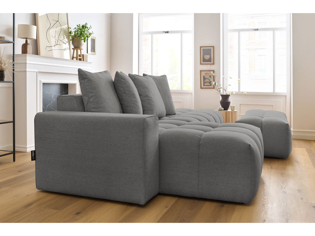 Canapé d'angle fixe MONT-BLANC tissu avec pouf