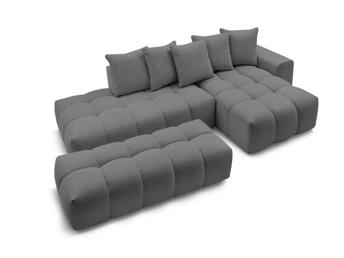 Canapé d'angle fixe MONT-BLANC tissu avec pouf