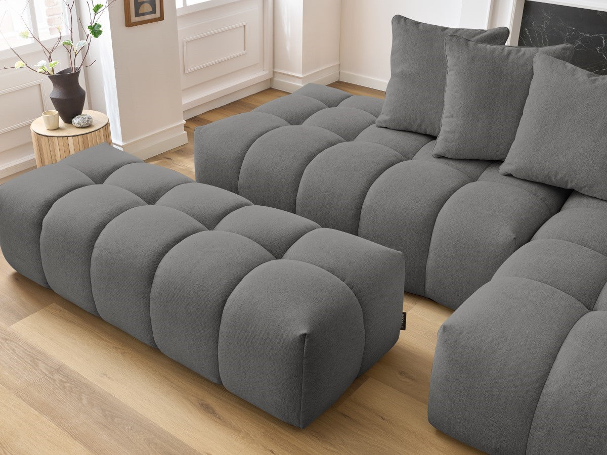 Canapé d'angle fixe MONT-BLANC tissu avec pouf