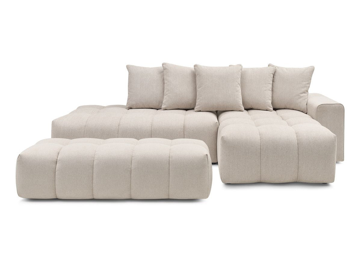 Canapé d'angle fixe MONT-BLANC tissu avec pouf