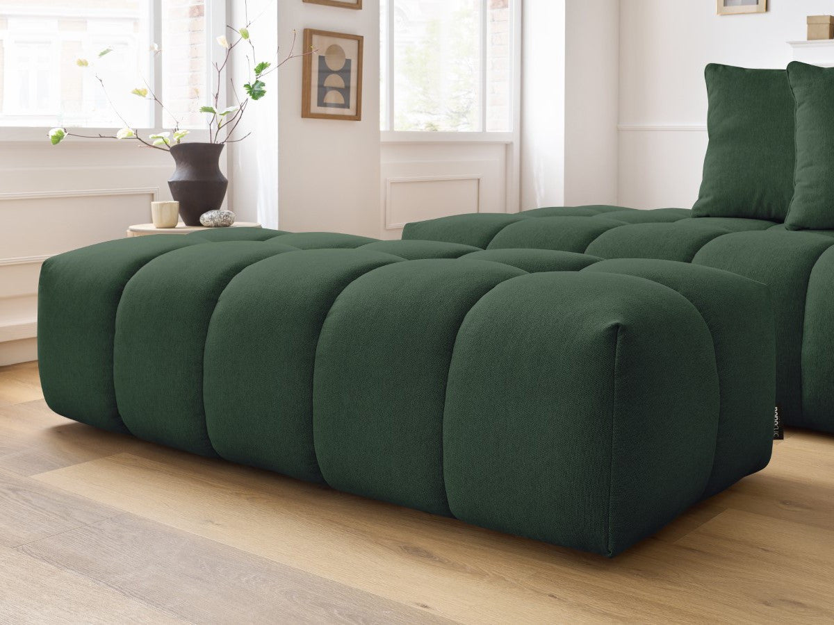 Canapé d'angle fixe MONT-BLANC tissu avec pouf