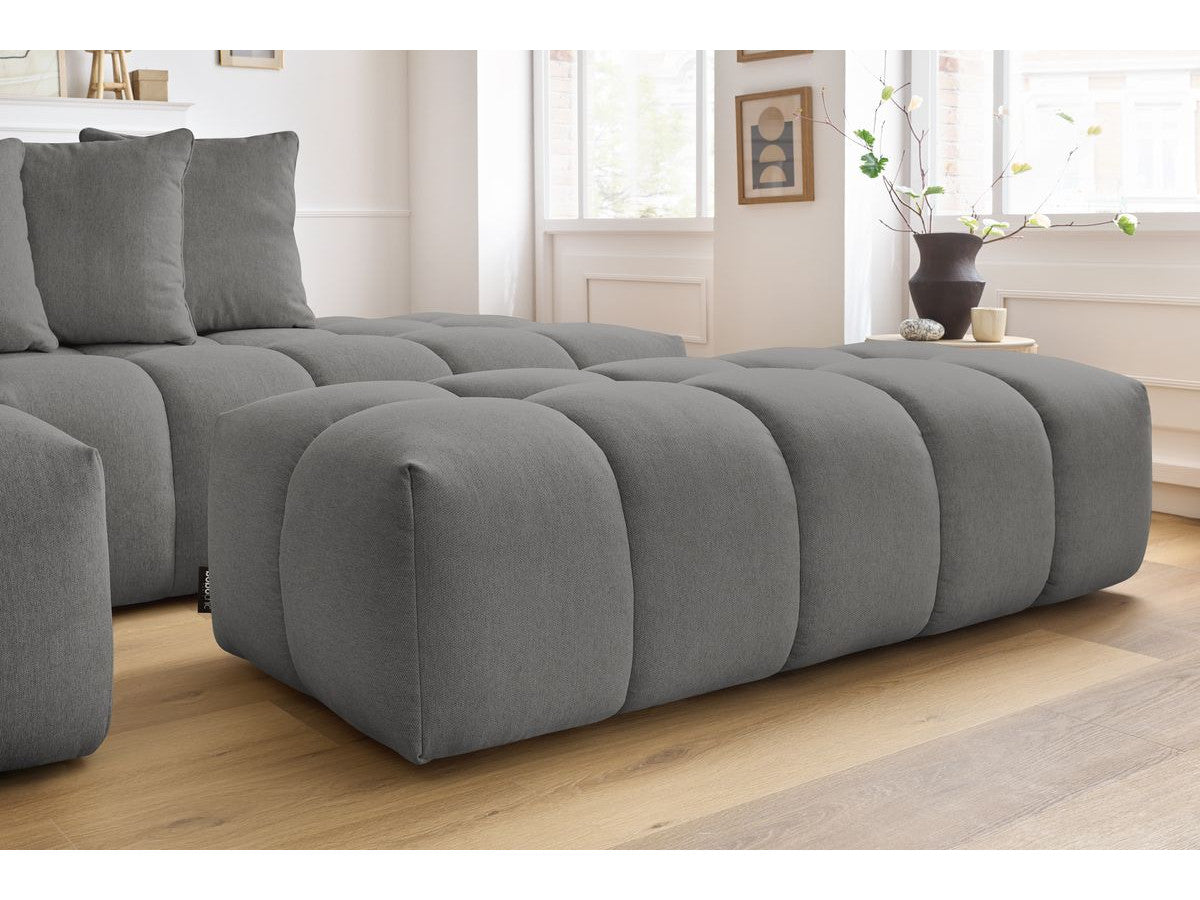 Canapé d'angle fixe MONT-BLANC tissu avec pouf
