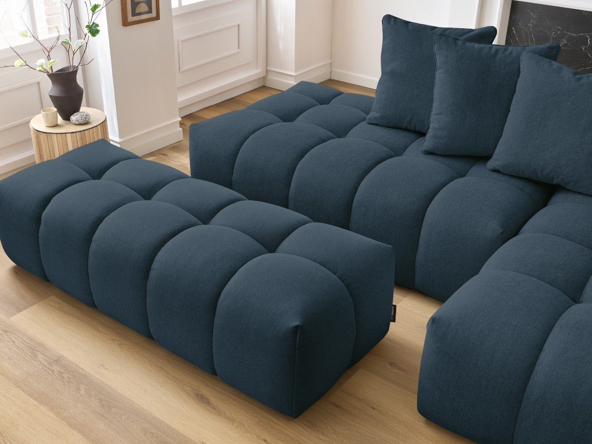 Canapé d'angle fixe MONT-BLANC tissu avec pouf