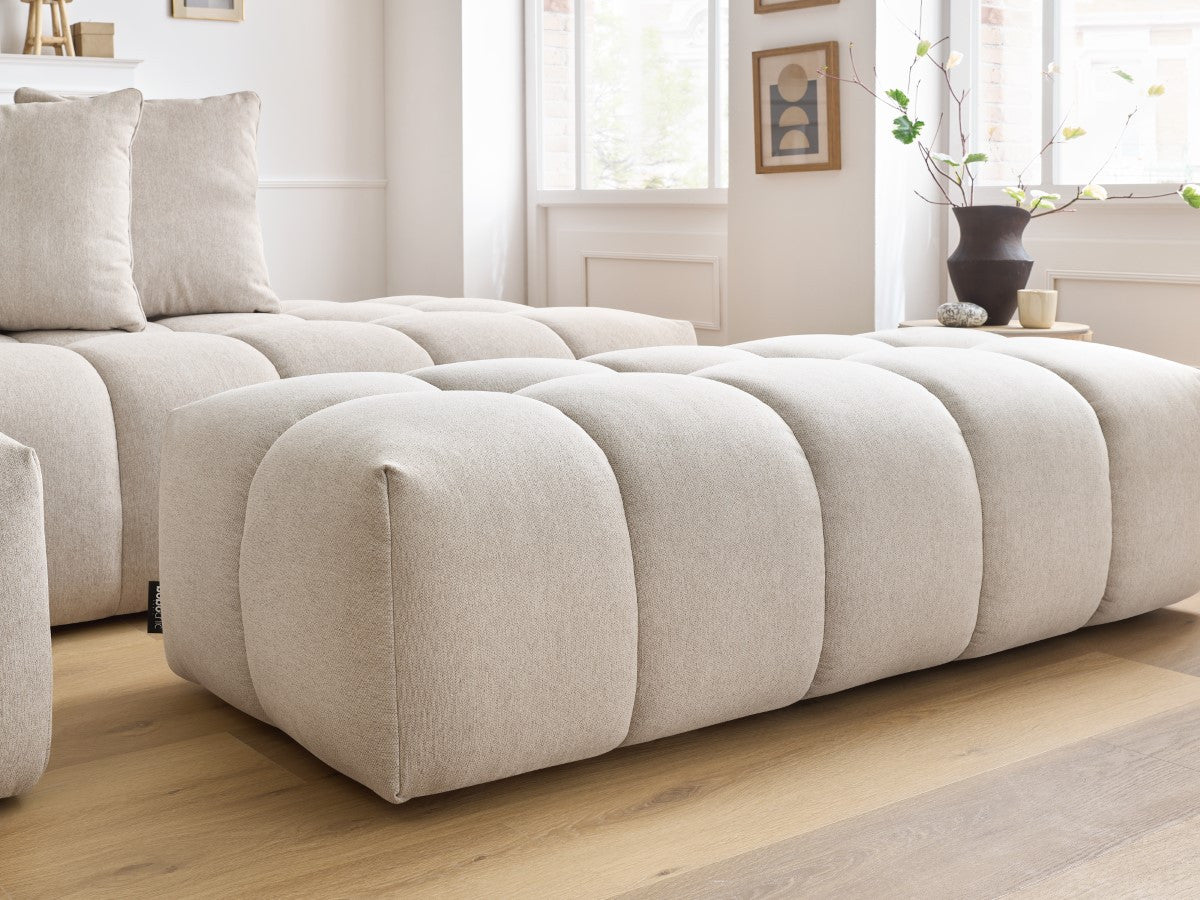 Canapé d'angle fixe MONT-BLANC tissu avec pouf