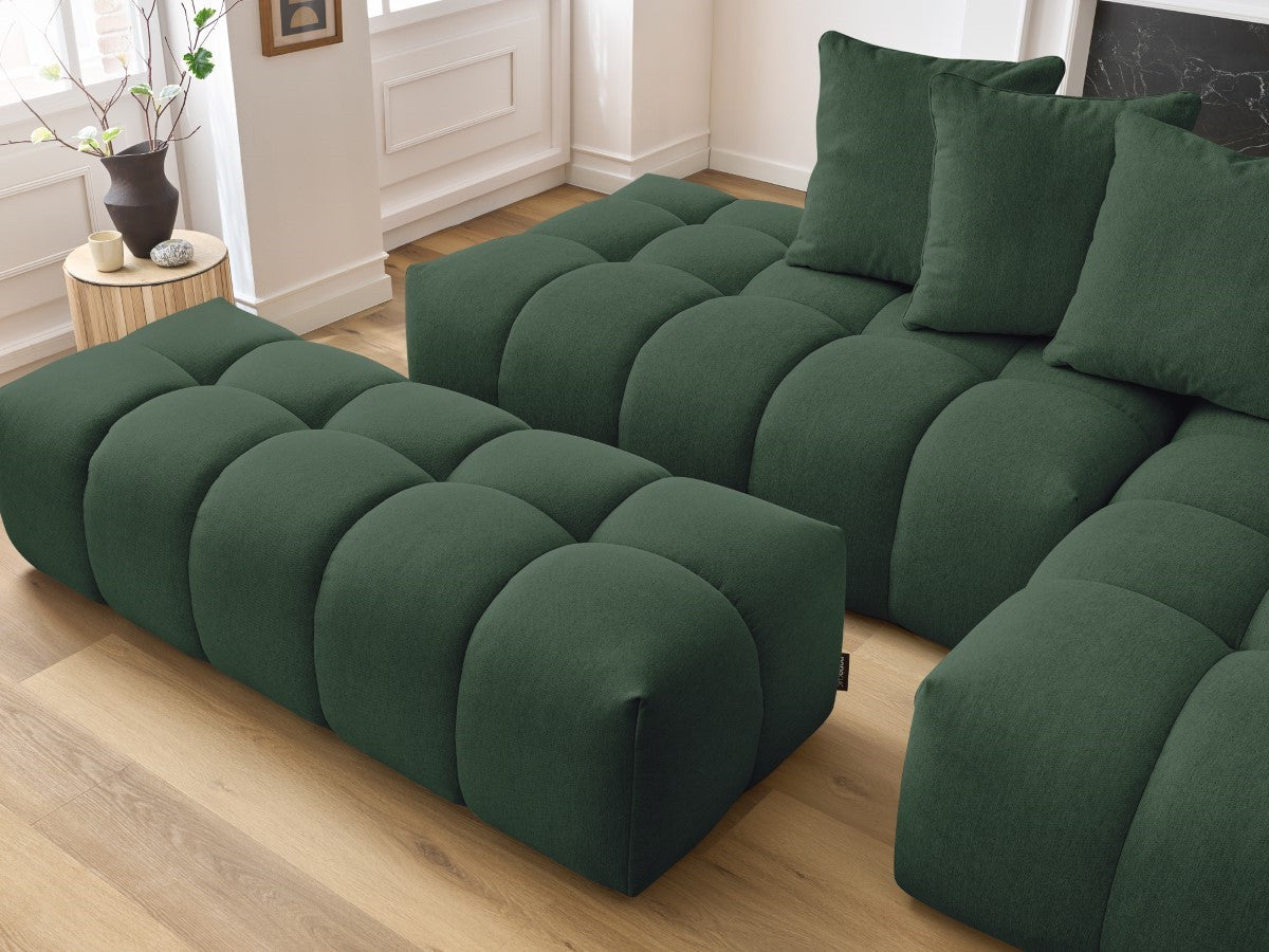 Canapé d'angle fixe MONT-BLANC tissu avec pouf