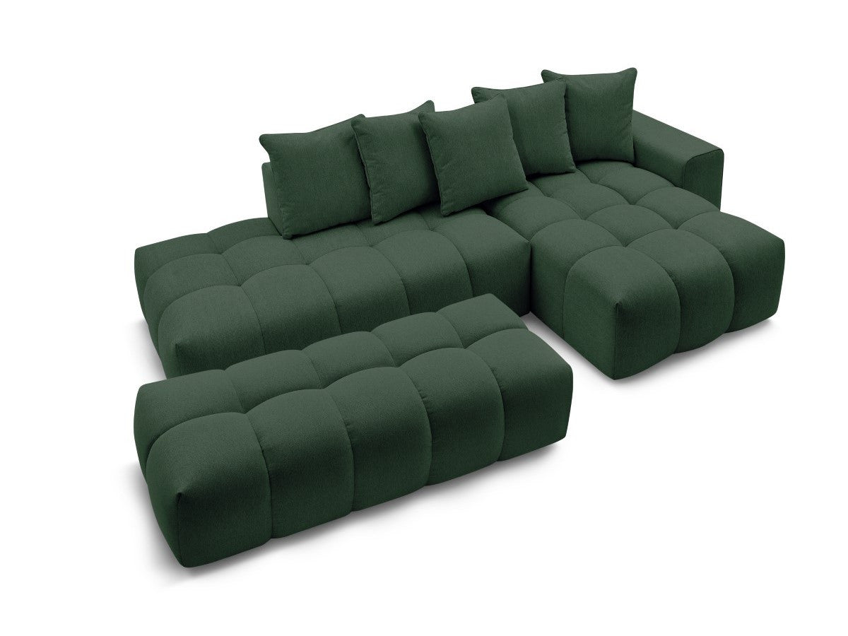 Canapé d'angle fixe MONT-BLANC tissu avec pouf