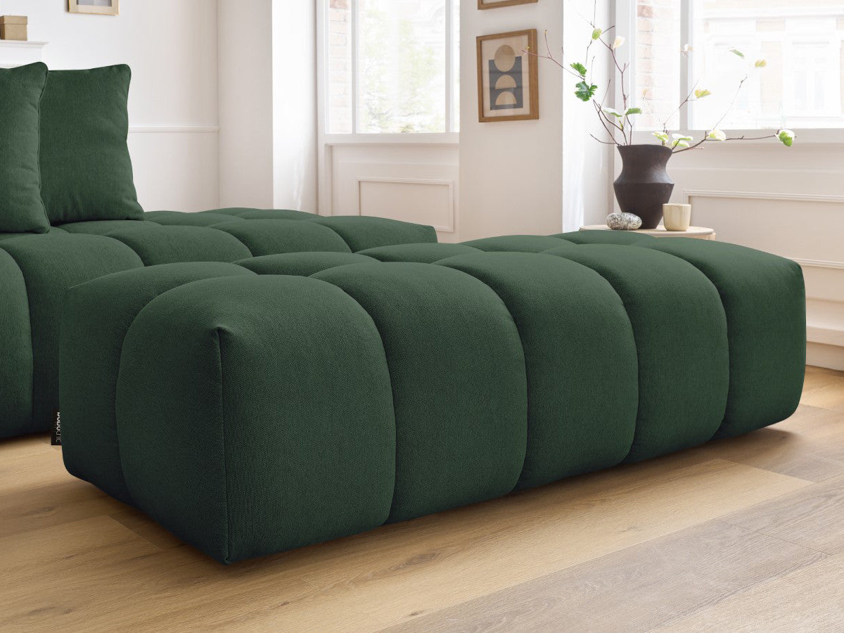 Canapé d'angle fixe MONT-BLANC tissu avec pouf