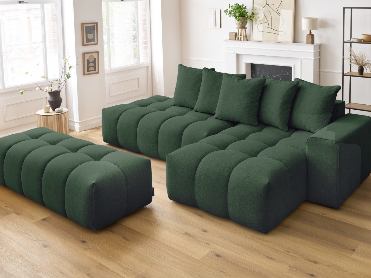 Canapé d'angle fixe MONT-BLANC tissu avec pouf