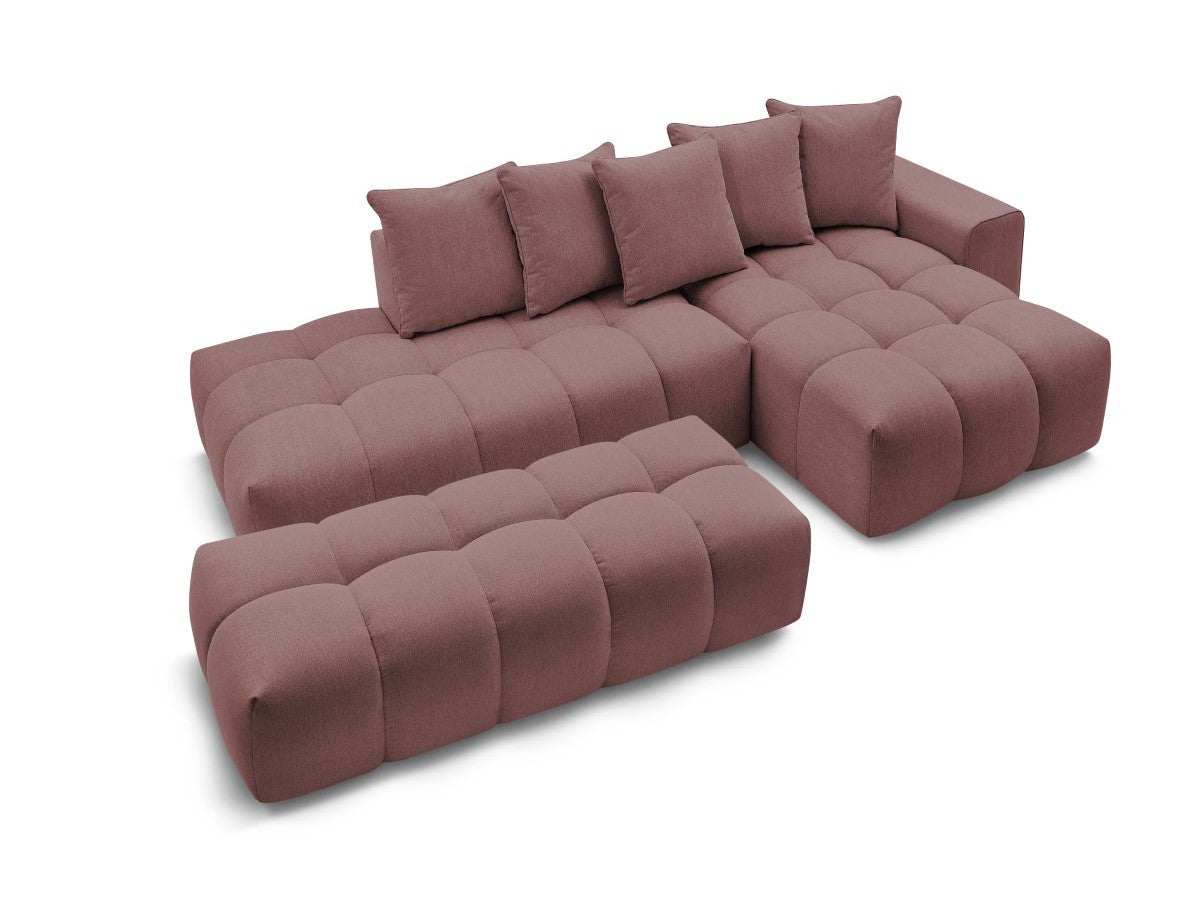 Canapé d'angle fixe MONT-BLANC tissu avec pouf